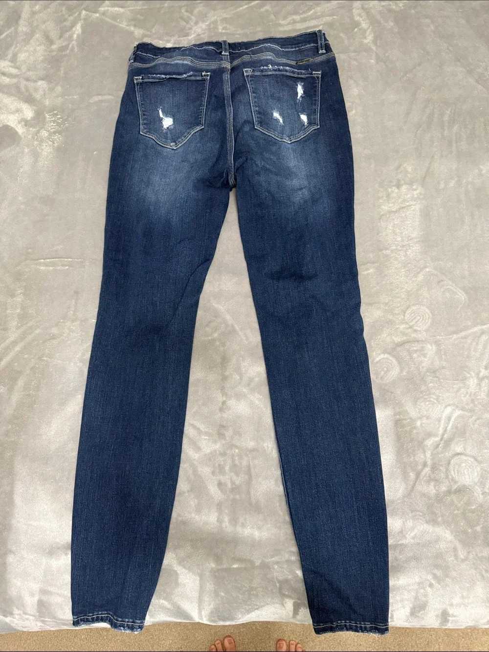KanCan Dark Blue Distressed Button Fly Slim Boyfriend Jeans item 72509